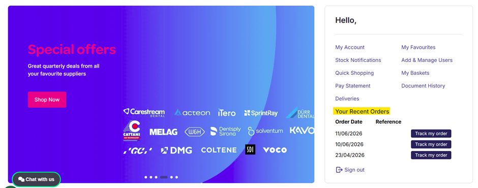 logged-in user screen