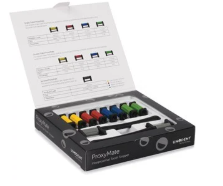 A case full of manual IPR tools, each a variety of colours 