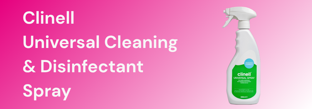 A bottle of Clinell Universal Cleaning & Disinfectant Spray