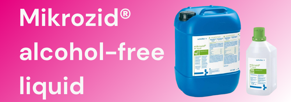 Mikrozid AF Liquid in spray bottle and large liquid bottle form