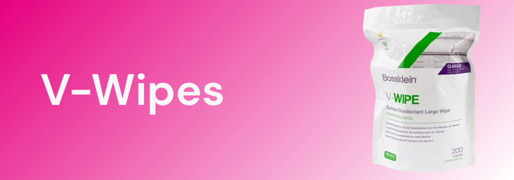 A pack of V-Wipes on a pink-white gradient background.