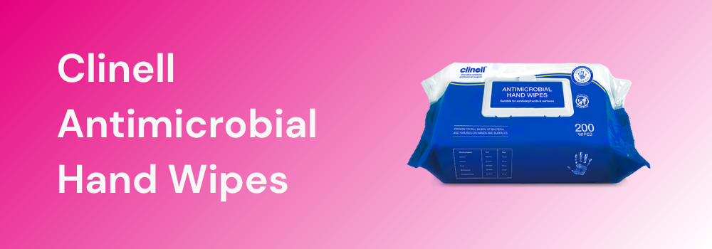 A pack of Clinell Antimicrobial Hand Wipes