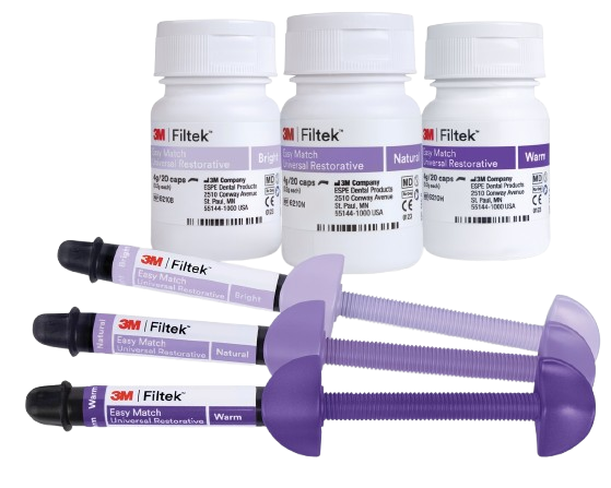 A selection of Filtek Easy Match Universal Restorative compules and syringes