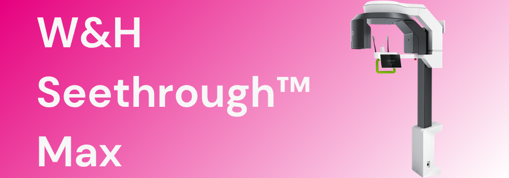 The W&H Seethrough Max against a white-pink background