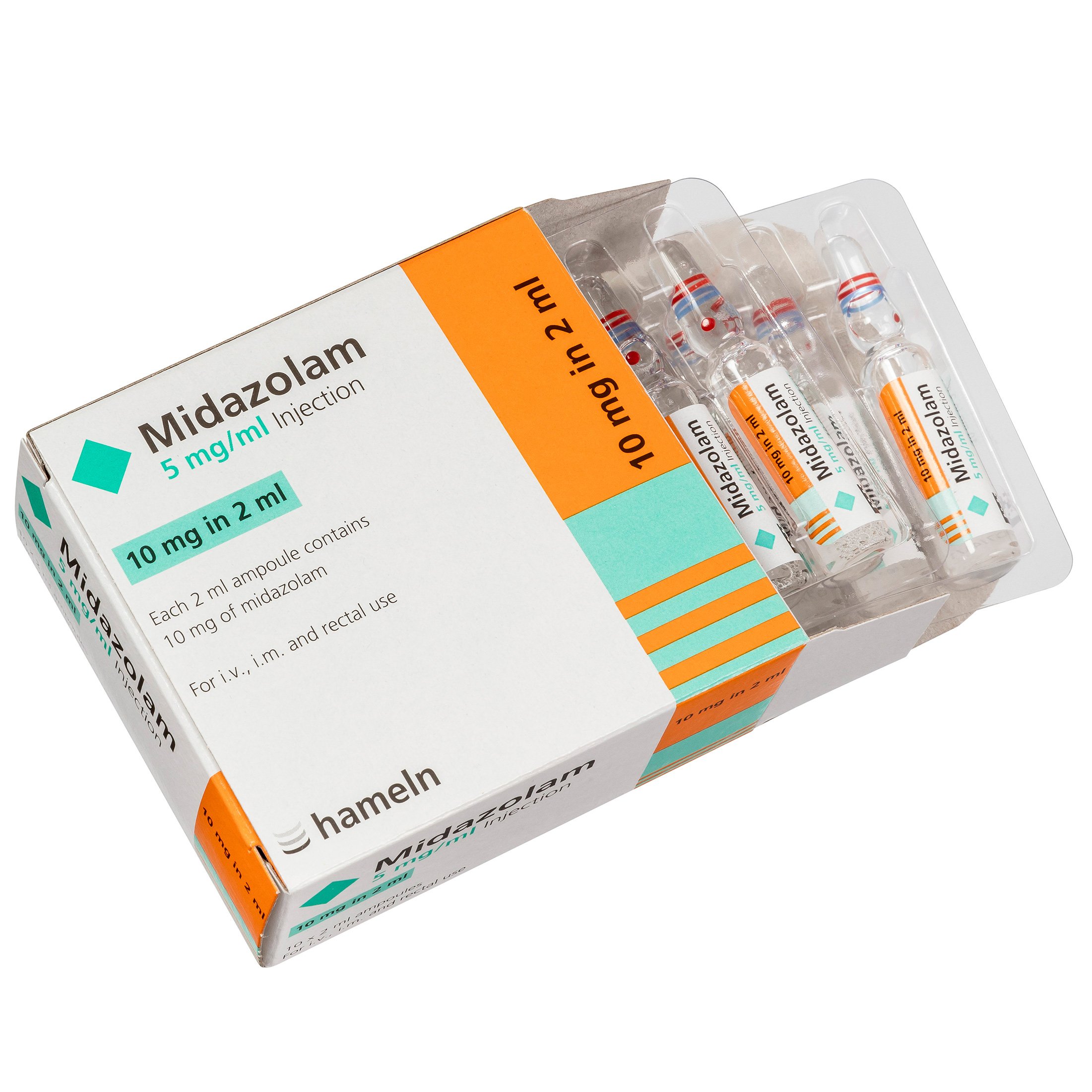 Midazolam 5mg/ml solution for injection, 2ml ampoules 