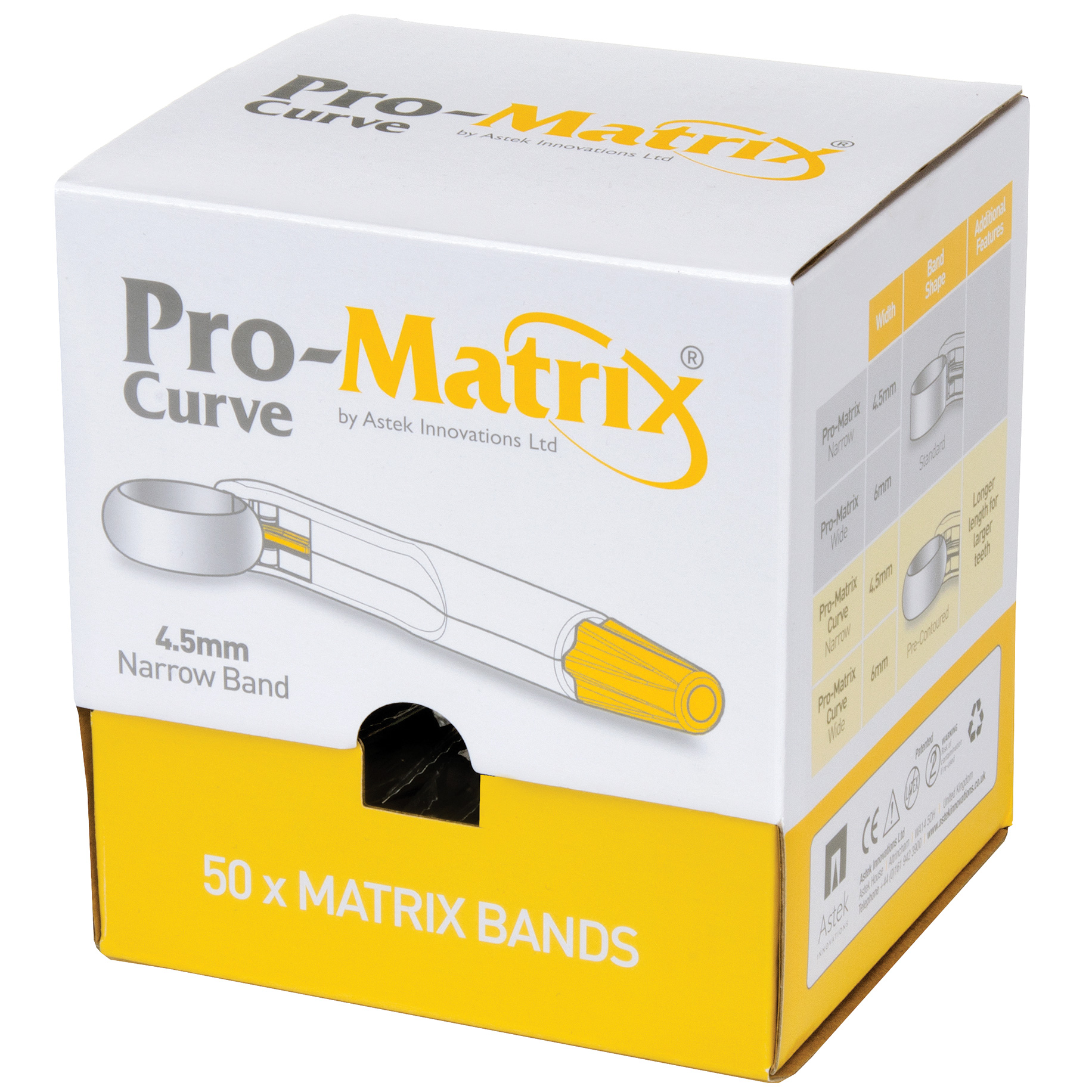 Pro-Matrix Curved Single-Use Matrix Band Narrow - 4.5mm Yellow 