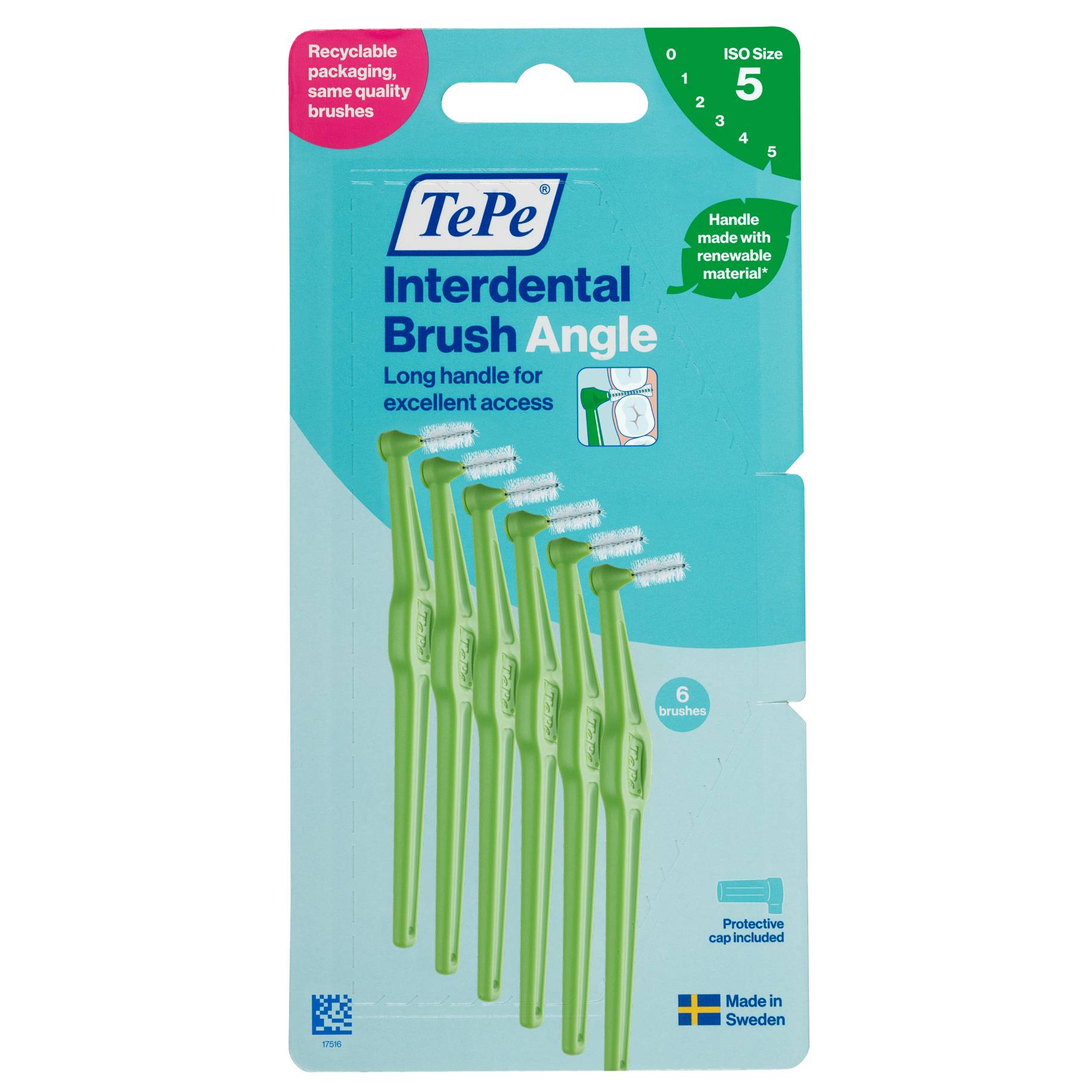 PAT415 TePe Angle Interdental Brush Medium Green 0.8mm