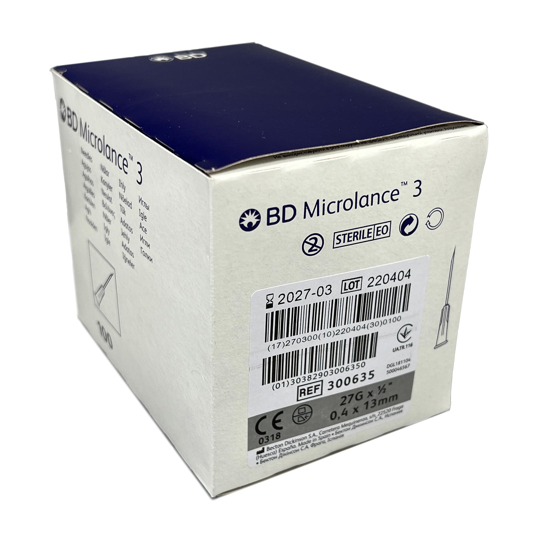 Microlance Hypodermic Needles 27G x 0.5” (0.4 x 13mm) Grey 