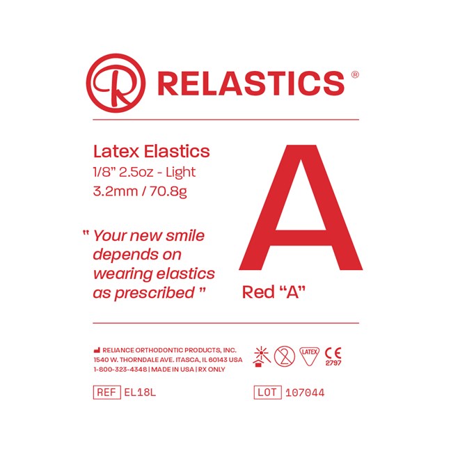 Patient Elastics Latex Relastics 1/8" / 3.2mm Light 2.5oz RED A