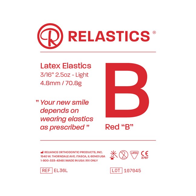 Patient Elastics Latex Relastics 3/16" / 4.8mm Light 2.5oz RED B