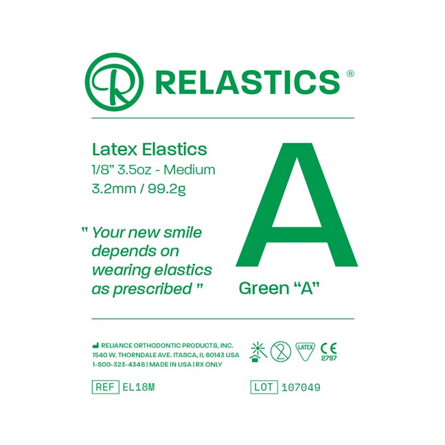 Patient Elastics Latex Relastics 1/8" / 3.2mm Medium 3.5oz GREEN A