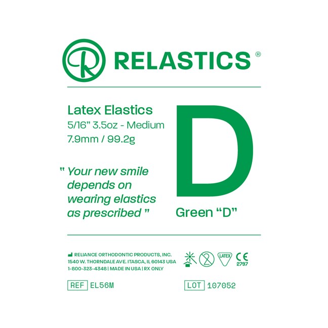 Patient Elastics Latex Relastics 5/16" / 7.9mm  Medium 3.5oz  GREEN D