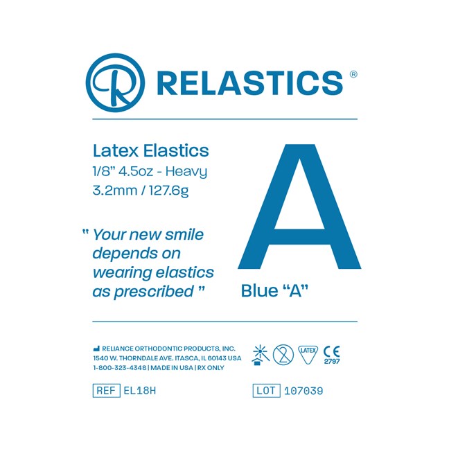 Patient Elastics Latex Relastics 1/8" / 3.2mm Heavy 4.5oz BLUE A