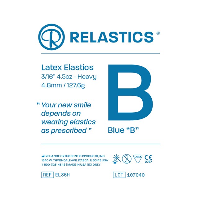 Patient Elastics Latex Relastics 3/16" / 4.8mm Heavy 4.5oz BLUE B