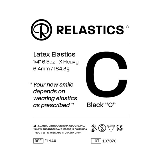 Patient Elastics Latex Relastics 1/4" / 6.4mm X-Heavy 6.5oz BLACK C