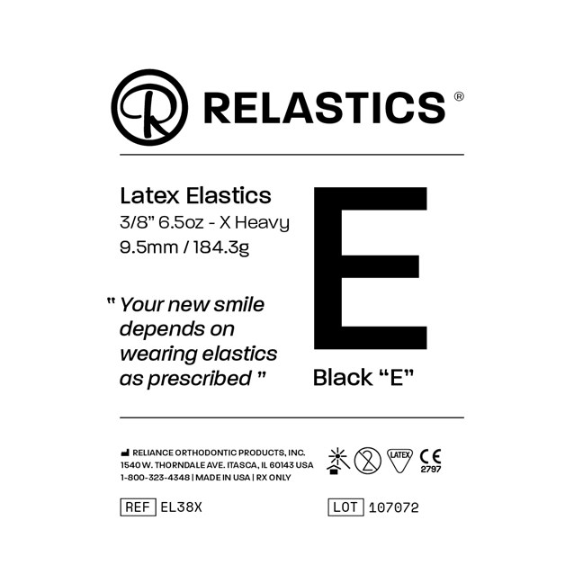 Patient Elastics Latex Relastics 3/8" / 9.5mm X-Heavy 6.5oz BLACK E
