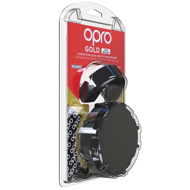 Opro Self-Fit GEN3 Gold Braces - Black/Pearl Mouthguard