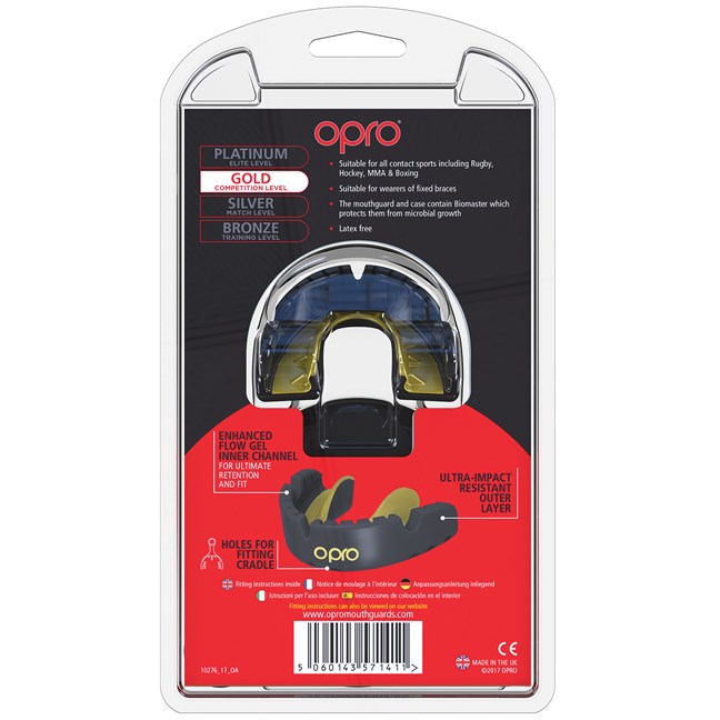 Opro Self-Fit GEN3 Gold Braces - Black/Pearl Mouthguard