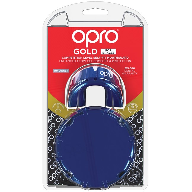 Opro Self-Fit GEN3 Gold Braces - Blue/Pearl Mouthguard