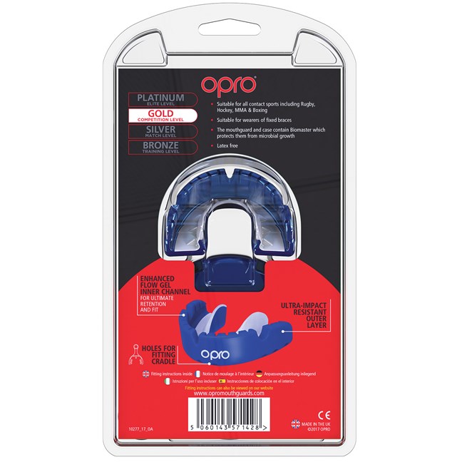 Opro Self-Fit GEN3 Gold Braces - Blue/Pearl Mouthguard