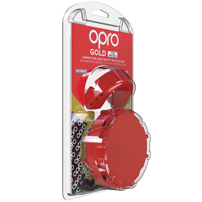 Opro Self-Fit GEN3 Gold Braces - Red/Pearl Mouthguard