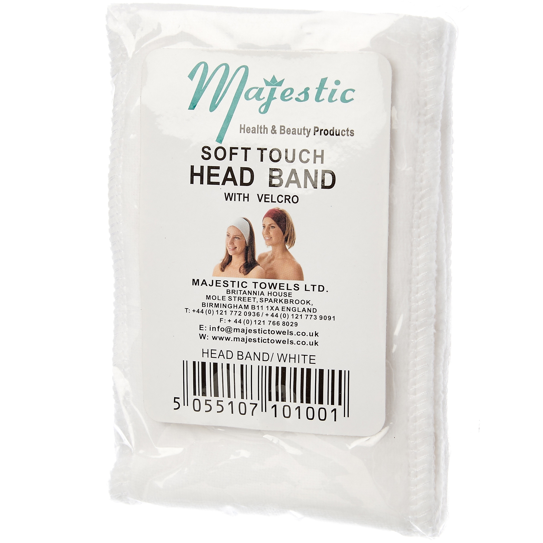 Towelling Head Bands Hk + Loop  White 