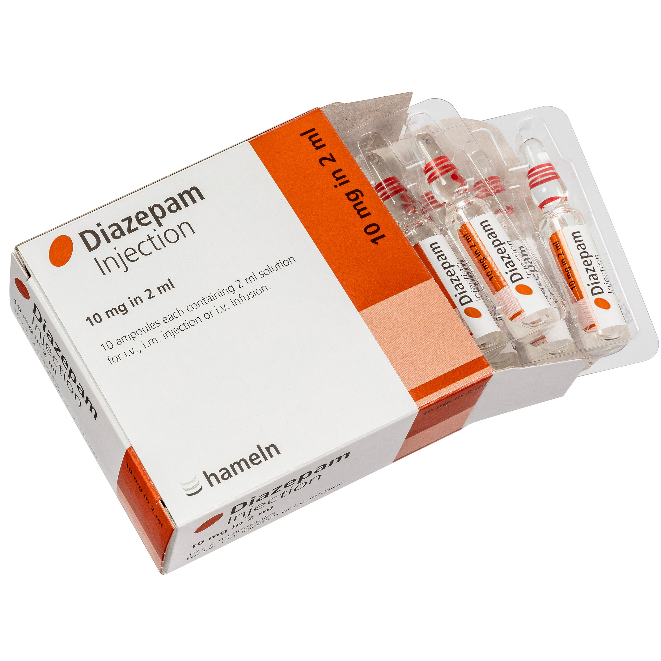 Diazepam Injection B.P. 10mg/2ml Ampoules 