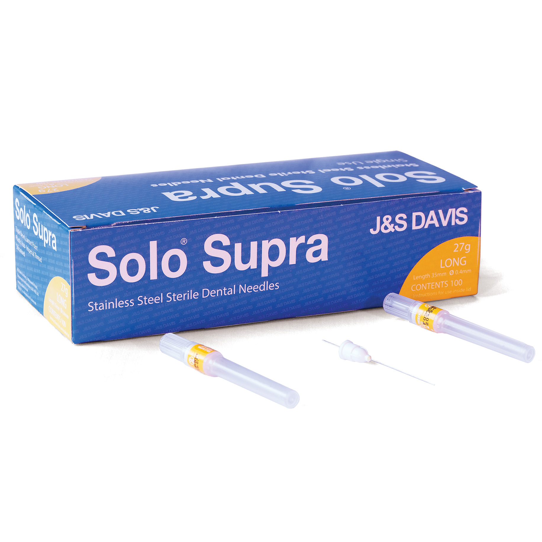 Solo Supra Needles 27G - Long - Yellow (0.40 x 35mm) 