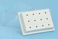 Plastic Bur Stand with Lid 12 Holes Grey - HP 