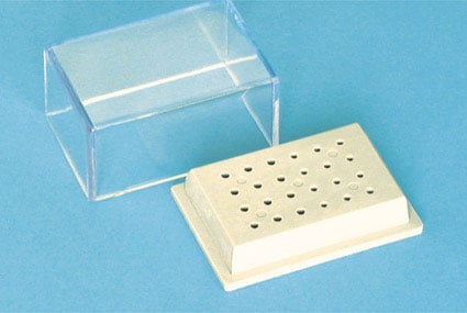 Plastic Bur Stand with Lid 24 Holes Grey - HP 