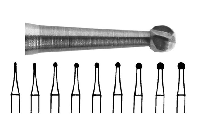 Tungsten Carbide Burs Round Plain Cut FG 1/2 006