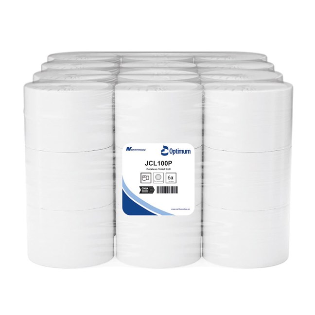 Coreless Toilet Roll, White, 2 Ply