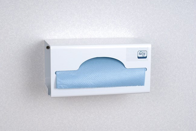 Antimicrobial Bib Dispenser for Disposable Standard Roll Bib