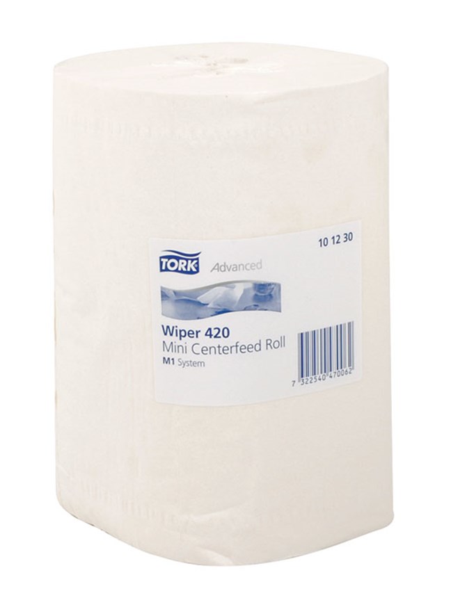 Wiper Rolls Mini Tork Plus (8”) - 2 ply, White (101230)