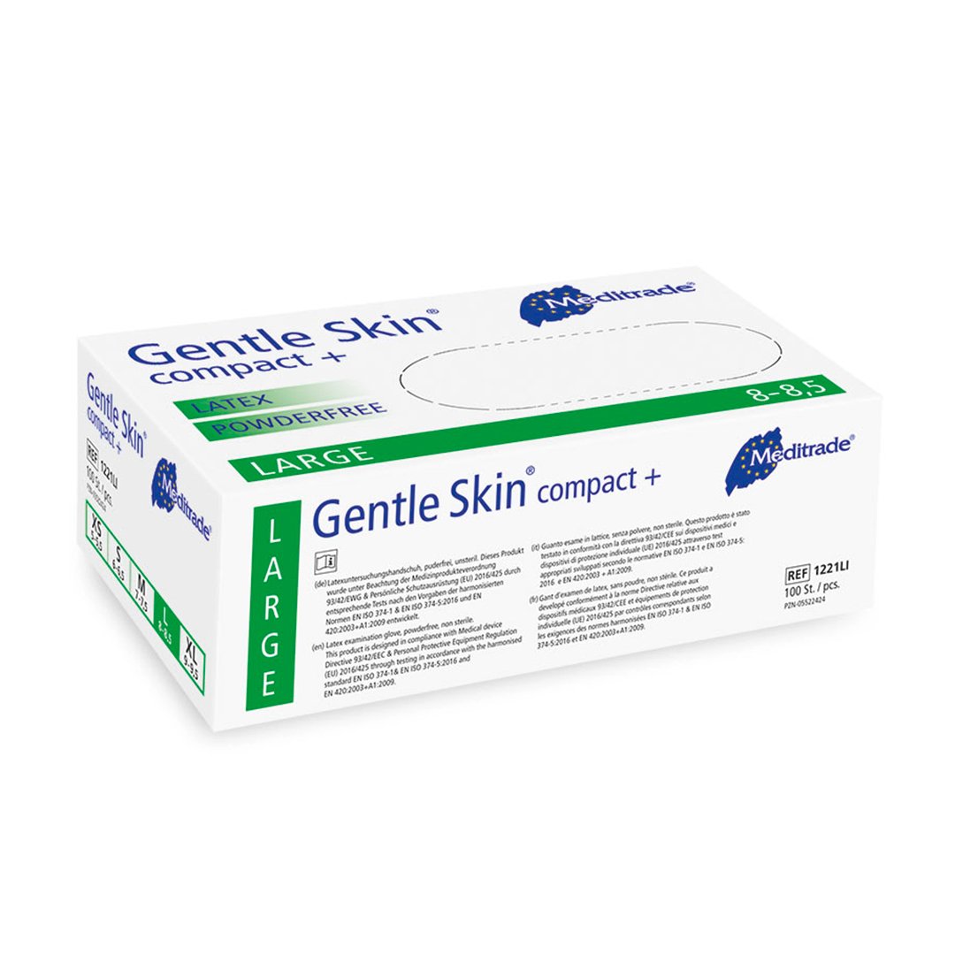 Gentle Skin compact+ Latex Gloves Powder Free Large 