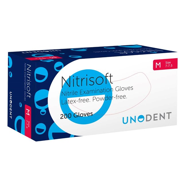 UnoDent Nitrisoft Powder Free Nitrile Examination Gloves Meduim