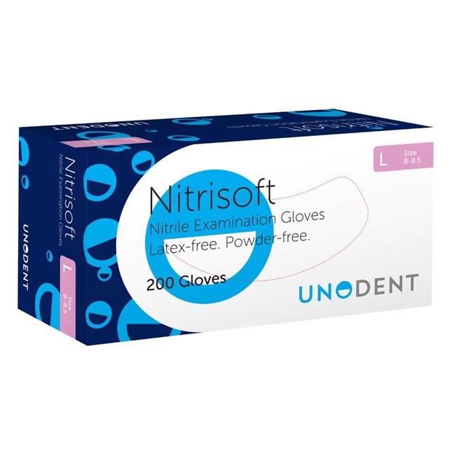 UnoDent Nitrisoft Powder Free Nitrile Examination Gloves Large