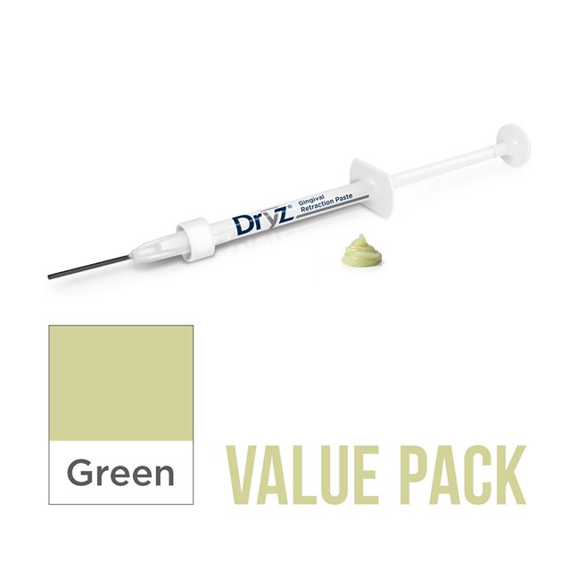 Dryz Syringe Hemostatic Retraction Paste Value Pack (Green)