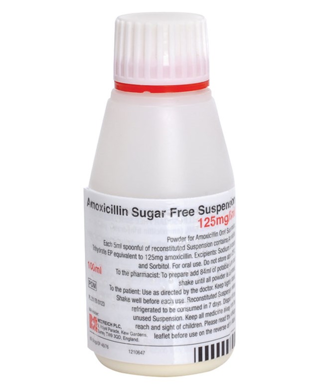 Amoxicillin Suspension S/F (Sucrose free) 125mg/5ml