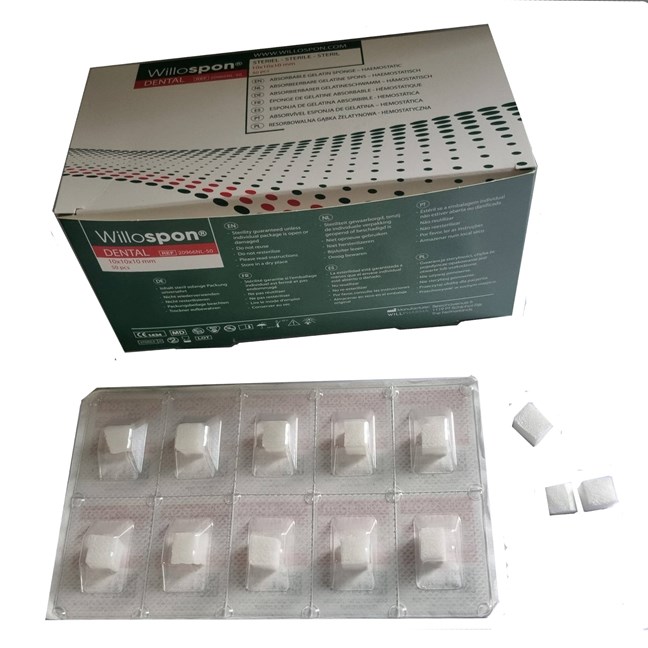 Willospon Dental Cubes, Sterile Absorbable Gelatin Haemostat Sponge 10x10x10mm