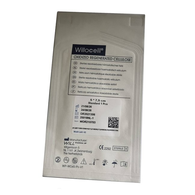 Willocell Sterile Absorbable Oxidised Regenerated Cellulose Haemostat 50x75 mm