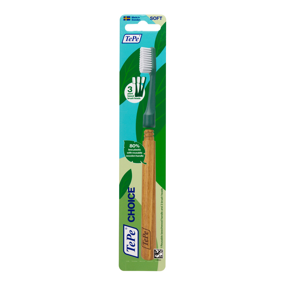 PAT075 TePe Choice 1 reusable beachwood handle and 3 brush heads