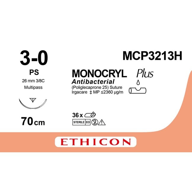 MONOCRYL Plus Suture MCP3213H Gauge 3-0, Length 70cm