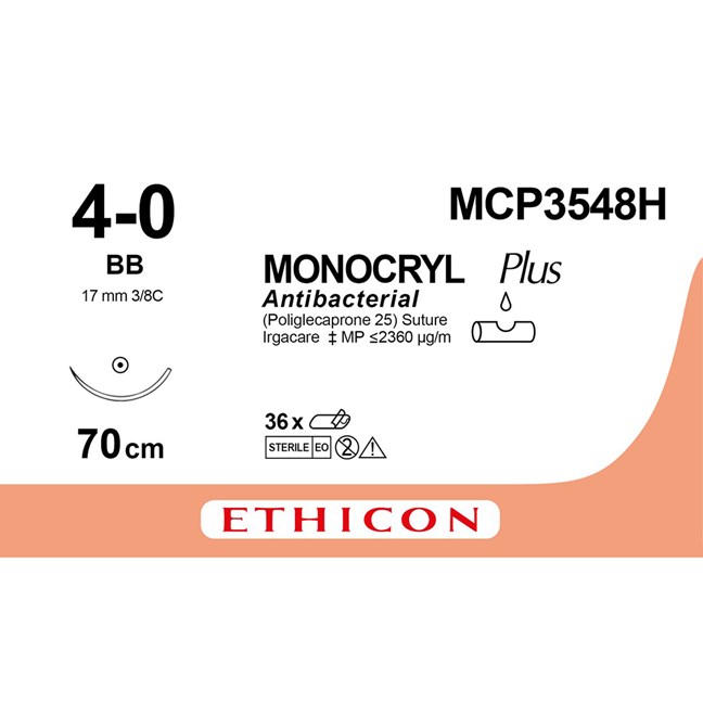 MONOCRYL Plus Suture MCP3548H MCP3548H Gauge 4-0, Length 70cm