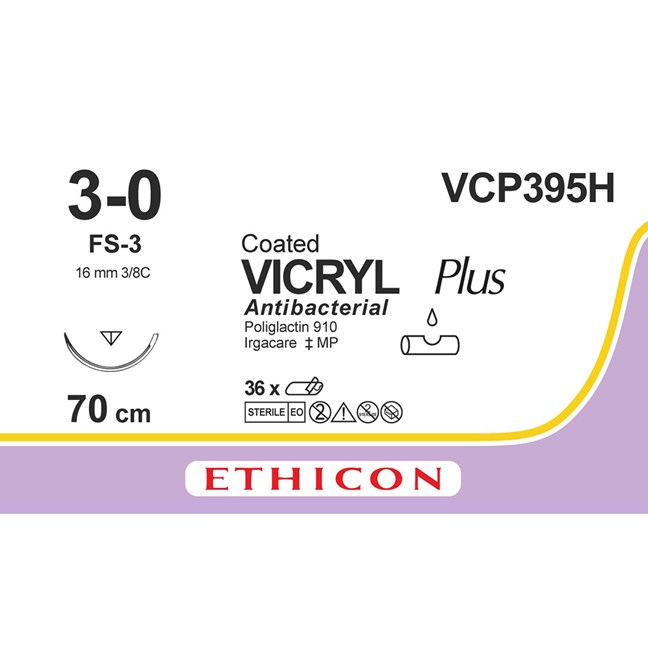 VICRYL Plus Suture VCP395H VCP395H Gauge 3-0, Length 70cm