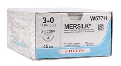 Mersilk Black Suture W577H. Length: 45cm, Gauge: 3/0 