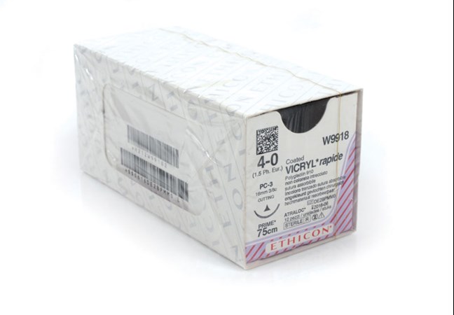Vicryl Rapide Suture - Braided, Undyed, Absorbable W9918. Length: 75cm, Gauge: 4/0