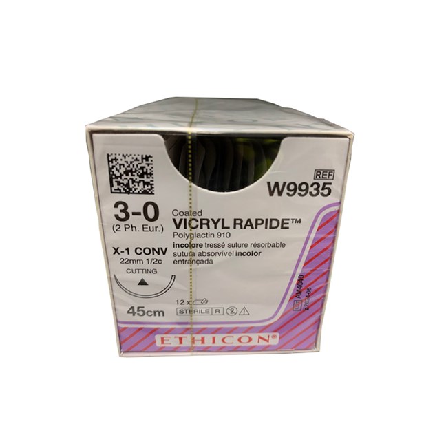 Vicryl Rapide Suture - Braided, Undyed, Absorbable W9935. Length: 45cm, Gauge: 3/0