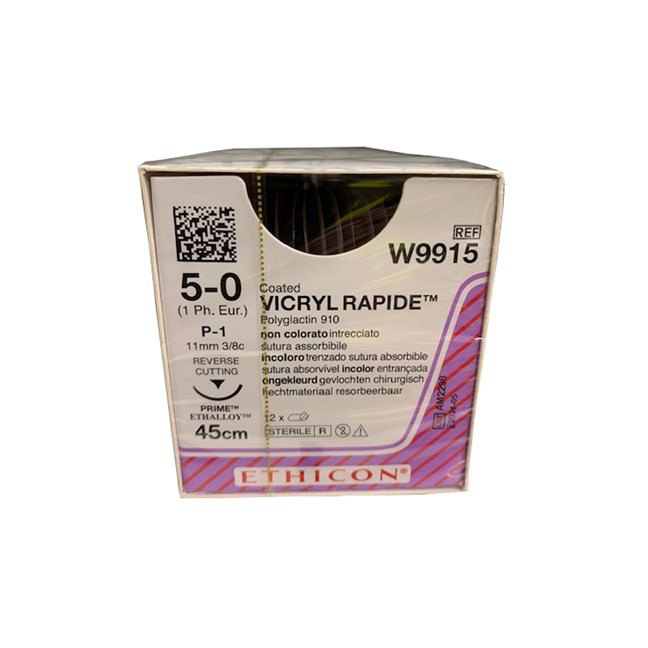 Vicryl Rapide Suture - Braided, Undyed, Absorbable W9915. Length: 45cm, Gauge: 5/0