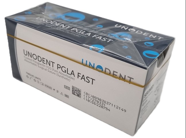 UnoDent PGLA Fast Absorbable Surgical Suture Gauge: 6/0, Length: 45cm, 3/8 circle, Reverse Cutting, 11mm, Prime